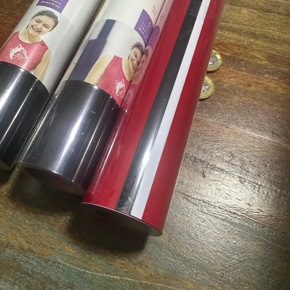 Cricut SportFlex Iron-On Vinyl Bundle 3 Rolls Black and Red StrongBond HTV